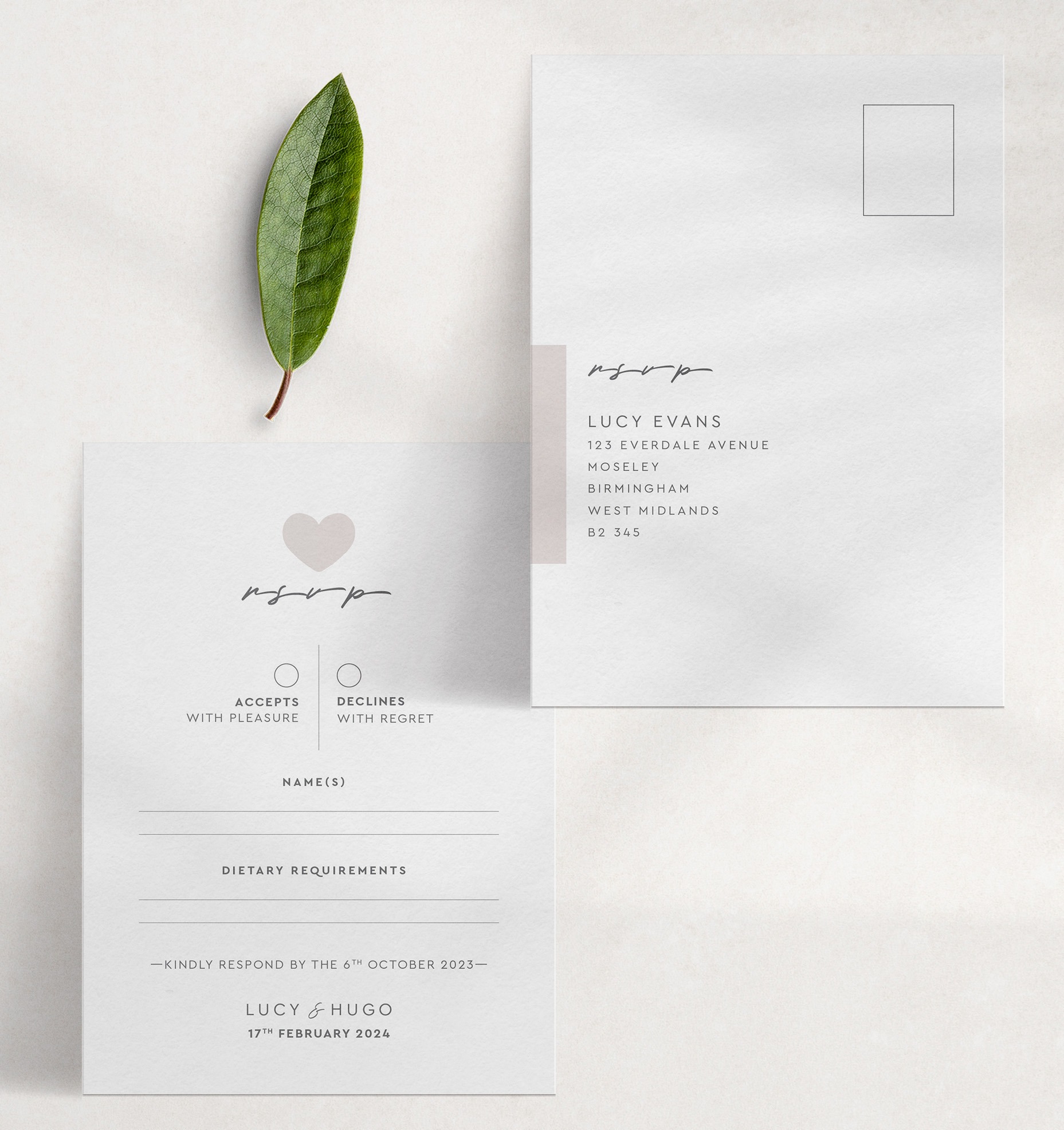 Modern Romance - Putty - RSVP Postcard - Off-White Reverse