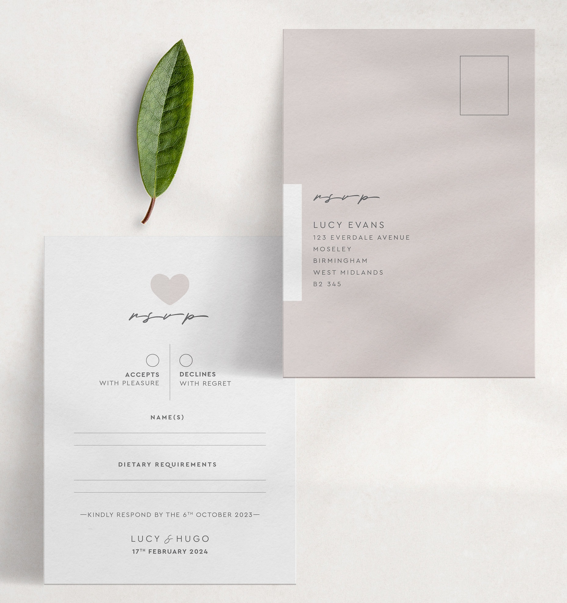Modern Romance - Putty - RSVP Postcard - Putty Reverse