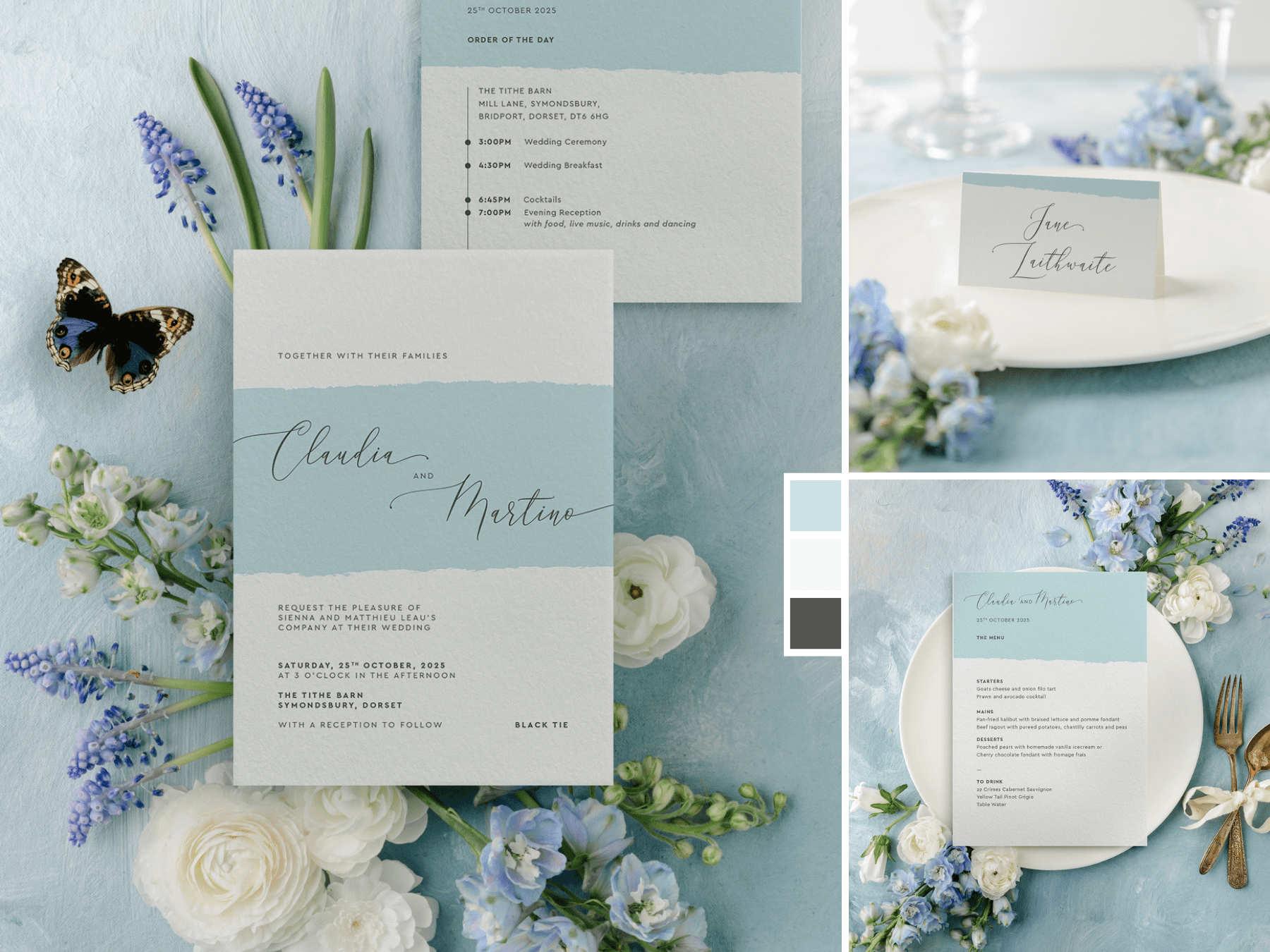 Simplicity Stripe in Aqua Wedding Stationery Collection