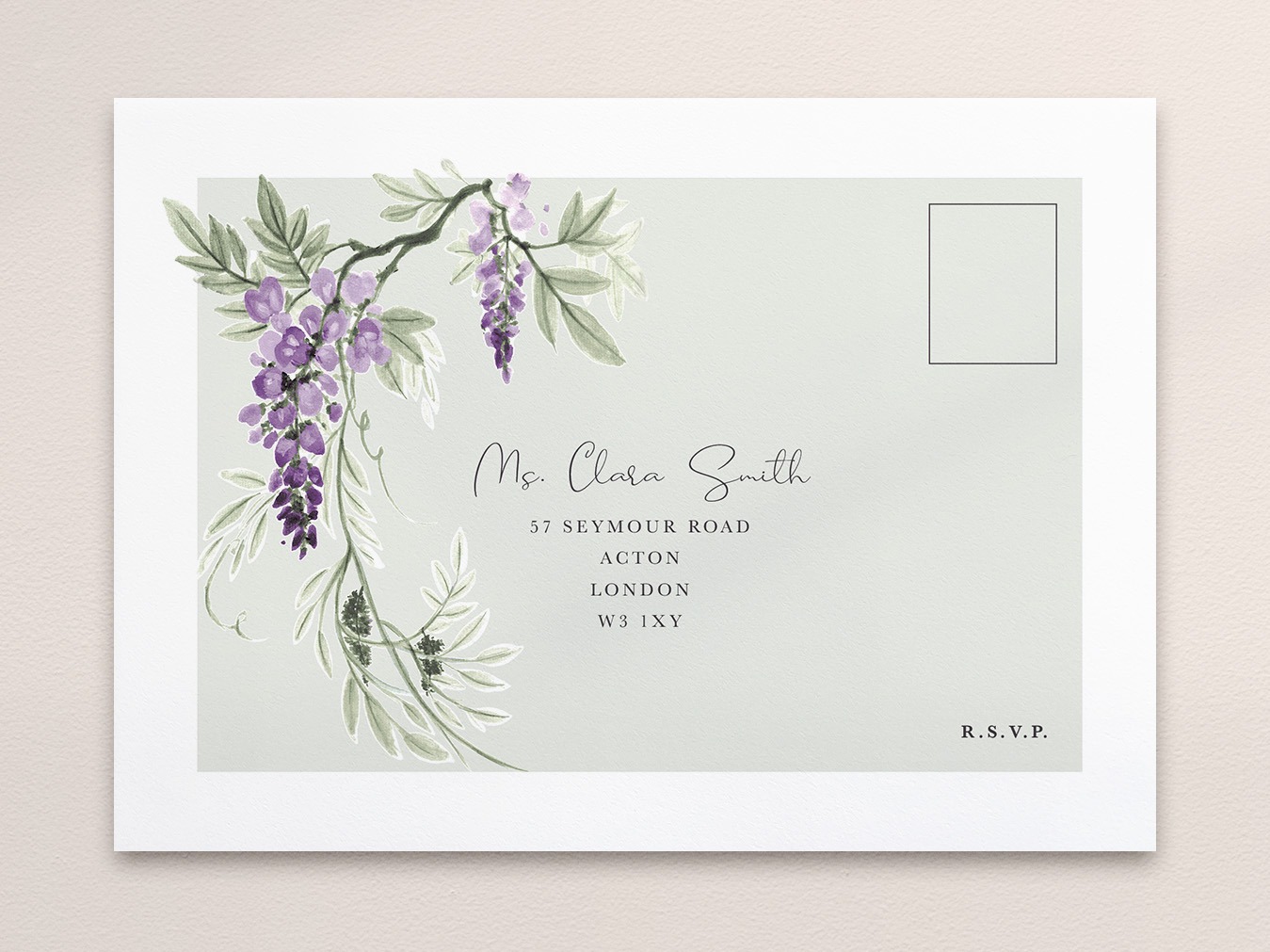 Wisteria Falls Envelope in Soft Green