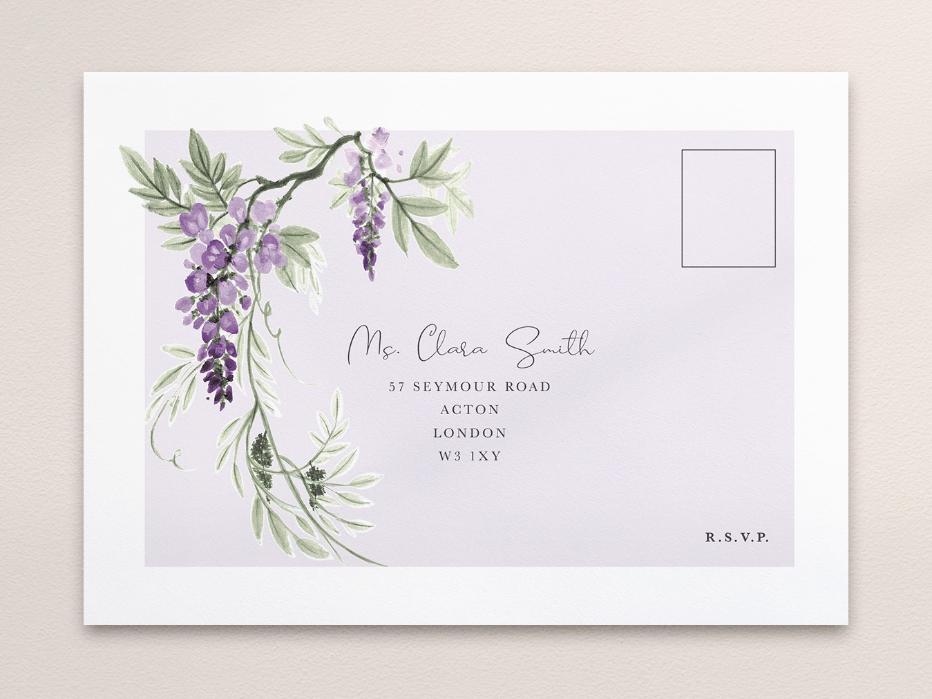 Wisteria Falls Envelope in Soft Lilac
