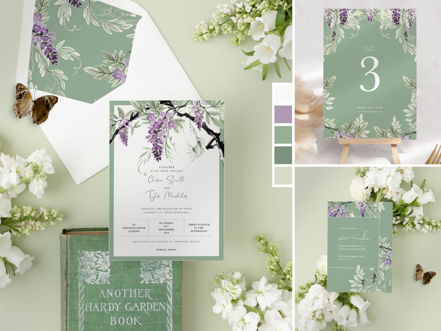 Wisteria Falls Garden Green Wedding Stationery Collection