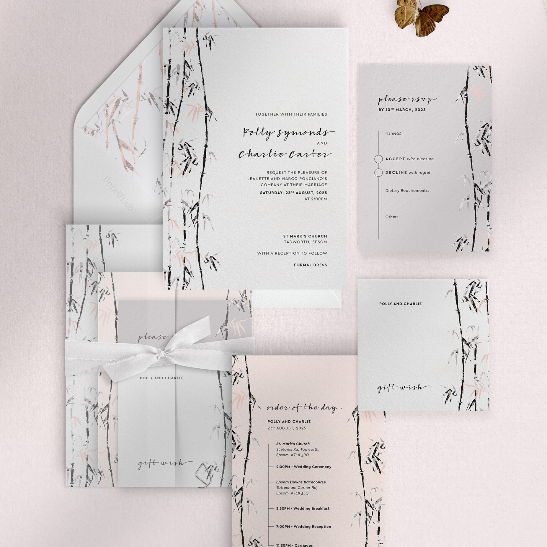 Bamboo - Meditative - Wedding Invitation Suite - Front
